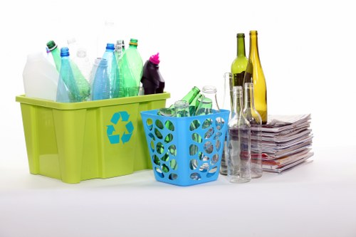 Business premises with organized waste bins